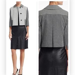 Akris Punto Grid Jacquard Mixi Bicolor Crop Jacket size 2 NWT $1390